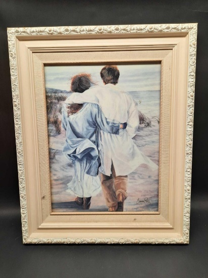 Susan Rios Beach Couple Signed Framed Artwork