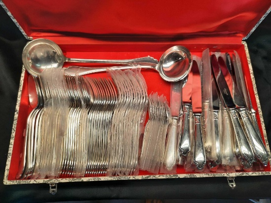 85 Piece Christofle Flatware Silver Plated Utensils Antique Paris France French Dinner Set