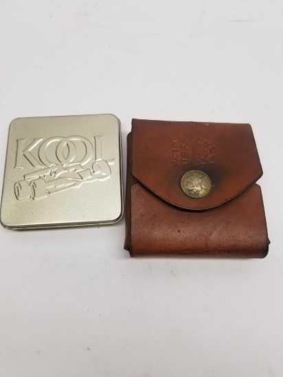 Vintage Leather Pouch Nickel Button