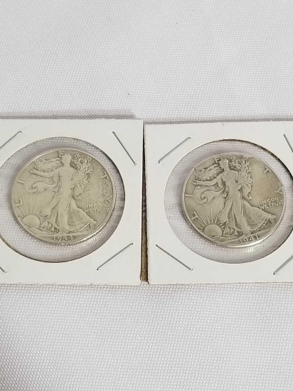 1941 1944 Walking Liberty Half 90% Silver 2 Units