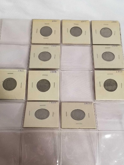 1887-1912 Liberty V Nickel Collection 10 Units