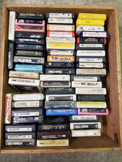 Wood Crate Full of 8 Track Tapes