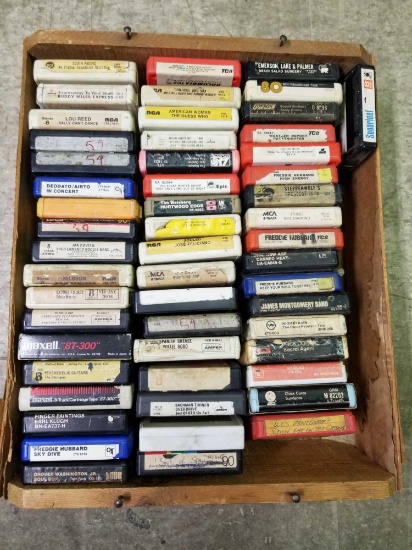 Wood Crate Full of 8 Track Tapes