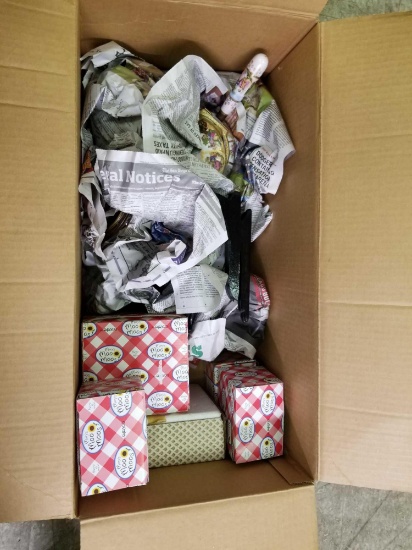 Box Full of Vintage Glassware Figures