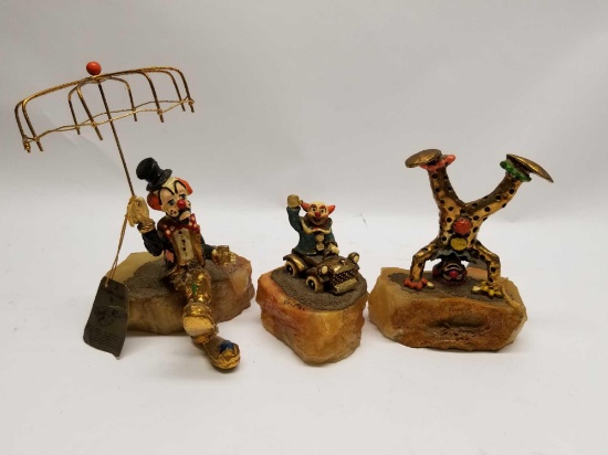 Ronald Lee 24k Gold Plated Clown Figures 3 Units