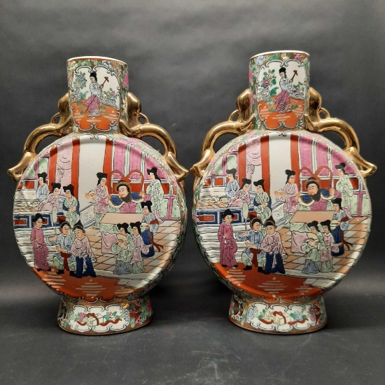 Asian Ceramic Artistic Vases, 2 Units