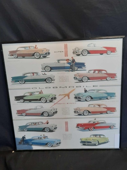 Oldsmobile Car Framed Poster 25in Tall