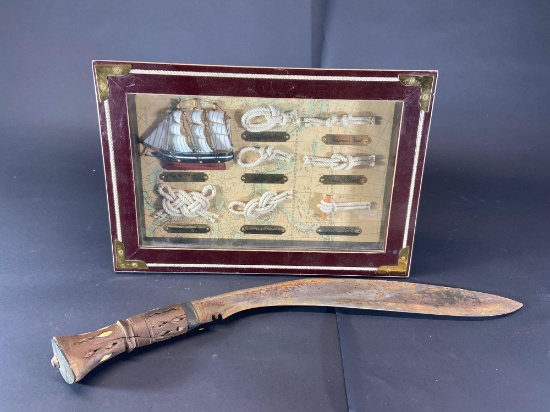 Pirates knife and Curry Sark knot shadow box