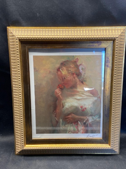 Hua Chen sweet scent 8 3/4 x 7 signed seriolithograph in color on paper with COA