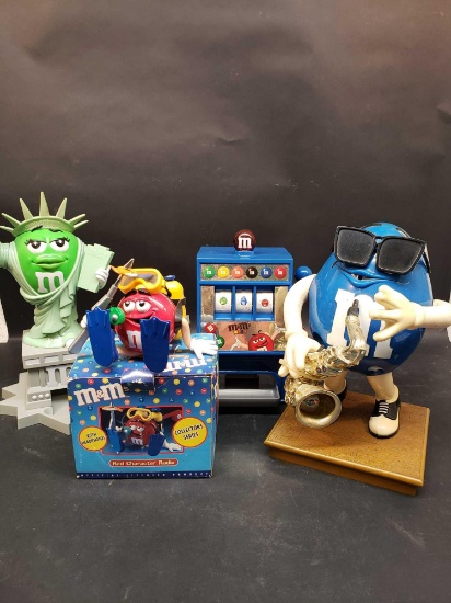 Misc M&M Candy dispensers and Radio