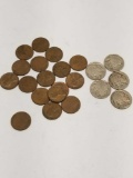 US Coin Lot 5 Buffalo Nickels 17 Wheat Cents