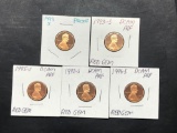 5 Coin Proof Penny Lot