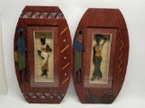 African Wood Shadowbox Art 2 Units