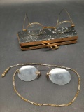 Spectanarse Snakeskin Case with Antique U.S. Spectacles 2 Units