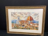 Signed and framed city church artwork