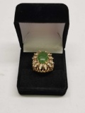 Gold Diamond Emerald Ring Size 6