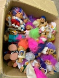 Box of 1980s Norfin Troll Dolls