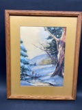 Original Watercolor Winter scene by Patricia