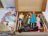 Box Full of Vintage Barbie Dolls and Clothes
