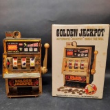 Golden Jackpot Toy Slot Machine w/ Original Box 11in Tall