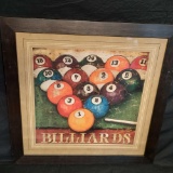 Mollie B Billiards Pool Balls Signed & Framed Artwork, 26in Tall