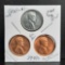 1954 Wheat & 1943 Steel Cent Trio gem bu stunners from original rolls