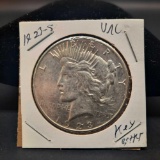 1923-S Silver Peace Dollar Better Date Unc Frosty Luster Nice