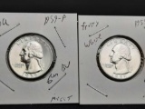 1959 Washington Silver Quarter Lot 2 Units gem bu frosty white high grades 90% Silver