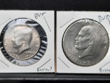 1776-1976 Bicentennial Eisenhower Dollar + Kennedy Half Dollar frosty bu coins
