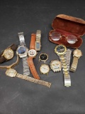 Vintage watch pieces and parts. Vintage eye glasses