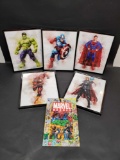 Marvel Heros Set 5 8x10 framed prints and book