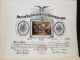 Certificate of American Flag house and Betsey Ross Memorial Assoc