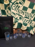 Hollywood park towel and Commemorative Glasses