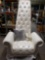 Kendi Luxury Pearl White Italian Leather Tall Chair Neo-Classical VIG Divani Casa Luxe