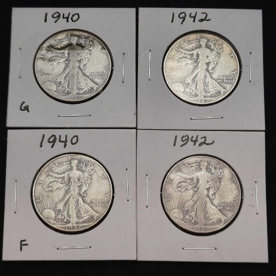 1940 1942 Walking Liberty Half Dollars Nice Full Dates 4 Units