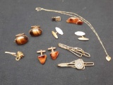 Gold / Costume Jewelry Lot, Gem Stones, Tuba Pin,