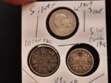 3 Very Old Coin Lot 1904 1906 Canada Nice VF to XF Coins all silver