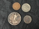Buffalo Nickel Indian Head Cent Silver 1942 Walking Liberty Half 90% Lot