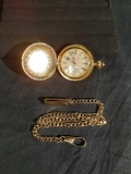George W. Chatterton Gold Plated Pocket Watch Rare Antique Abe Lincoln Mint in Original Box