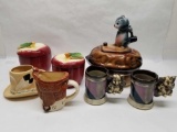 Ceramic Cookie Jar Cups Apple Dishes 7 Units