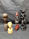 Carved Wood African Art Figures 4 Units