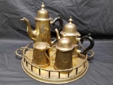 Brass Silverplate Tea Set 5 Units