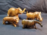 Wood Carved African Animals 4 Units