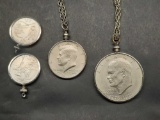 Coin Necklaces, 1976-D Kennedy Half, 1976 Eisenhower Dollar, 2001 New York 2002 Ohio State Quarters