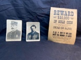Wanted poster and photographs