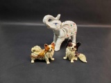 Elephant Figure and Bejeweled Dog Trinket Holders