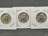 Washington Silver Quarter Lot of 3 90% Silver x2 1957, x1 1959