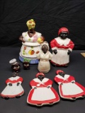 Black Americana Cookie jars Saltand Pepper Shakers Spoon Rest