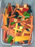 Bin of Lincoln Logs, Letter Blocks, Kids Toys