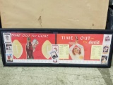 Vintage Coke Football Ad Framed with Cards